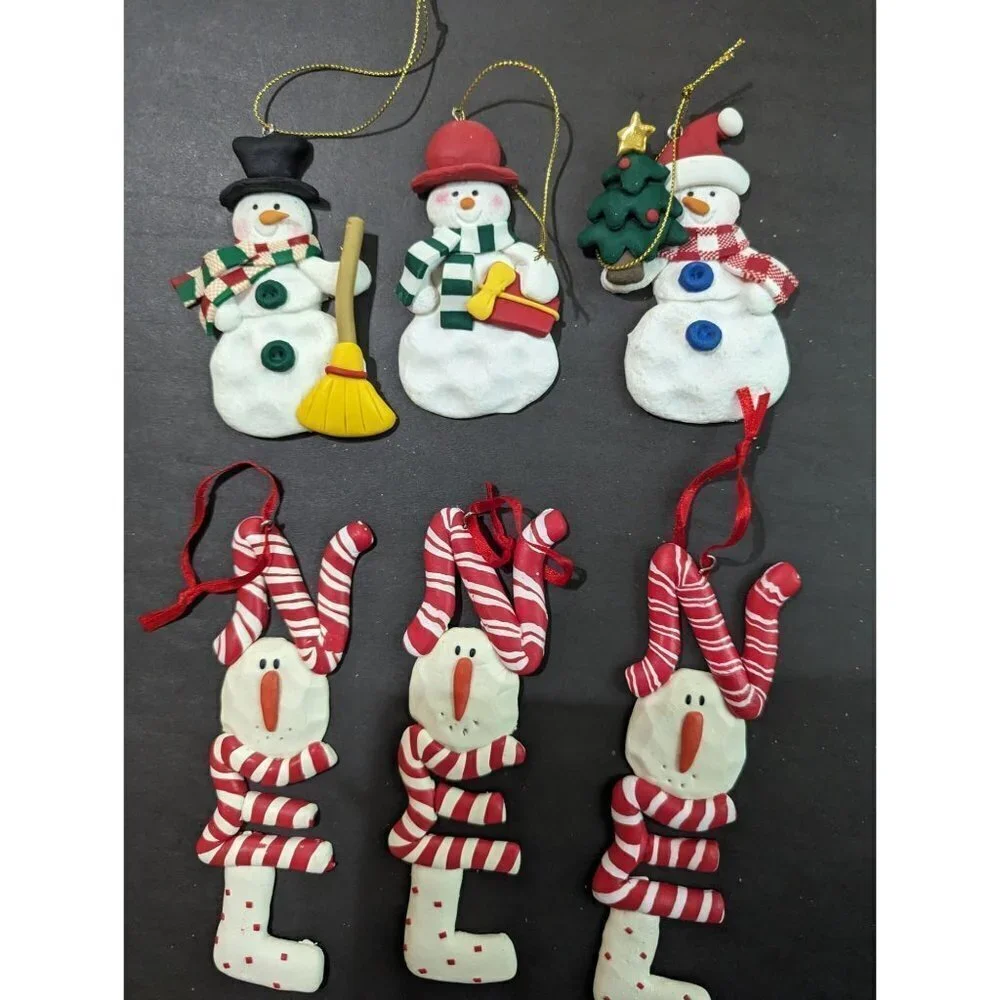 Santa  and reindeer Christmas ornaments‎ set of 6 Holiday decor